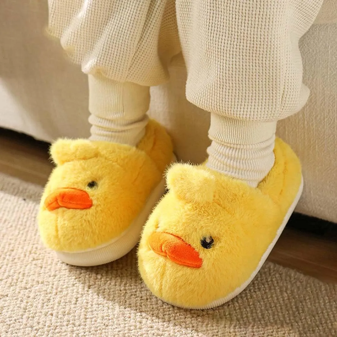 Kids Cute Plush Duck Slippers Indoor House Slippers Warm Winter Shoes