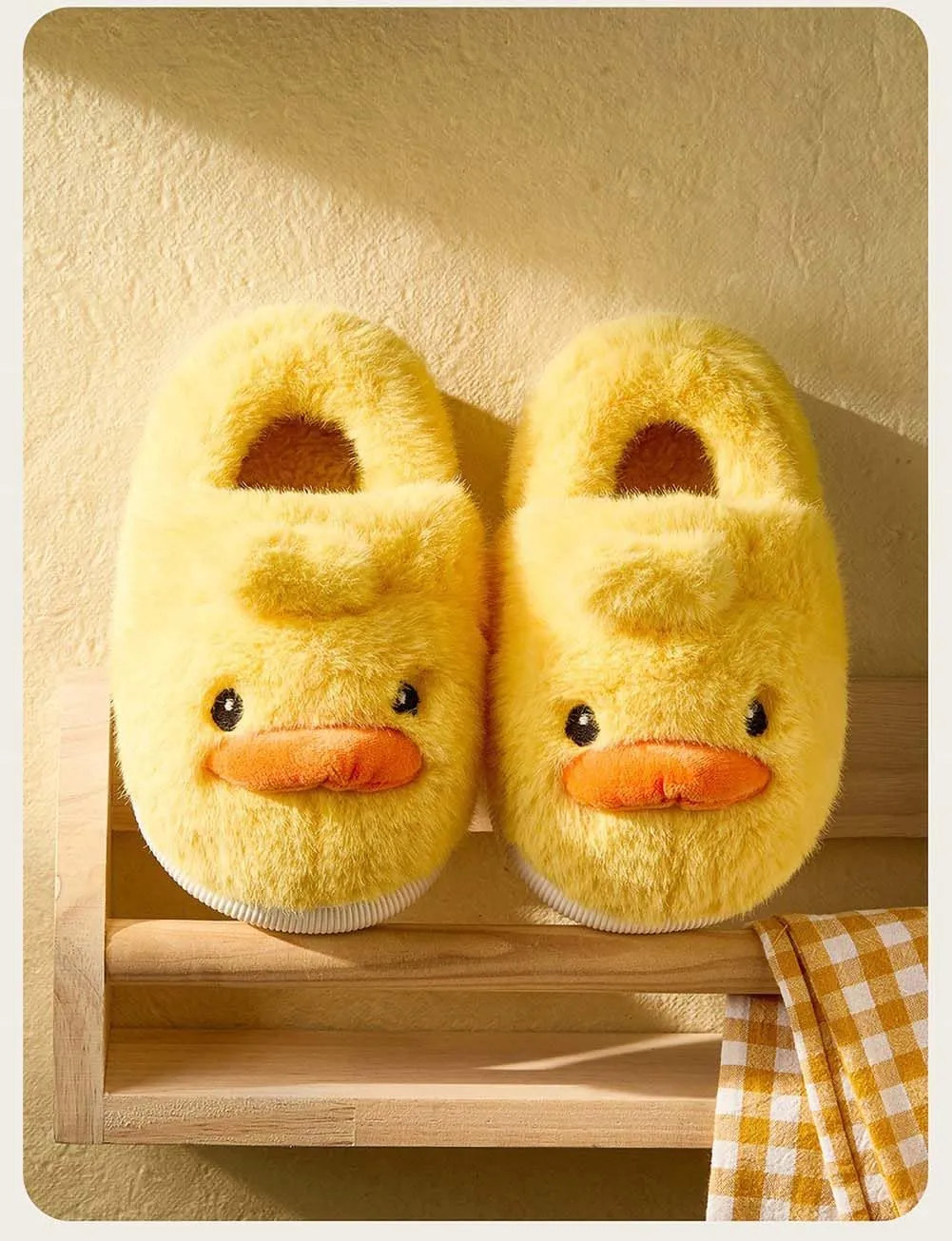 Kids Cute Plush Duck Slippers Indoor House Slippers Warm Winter Shoes