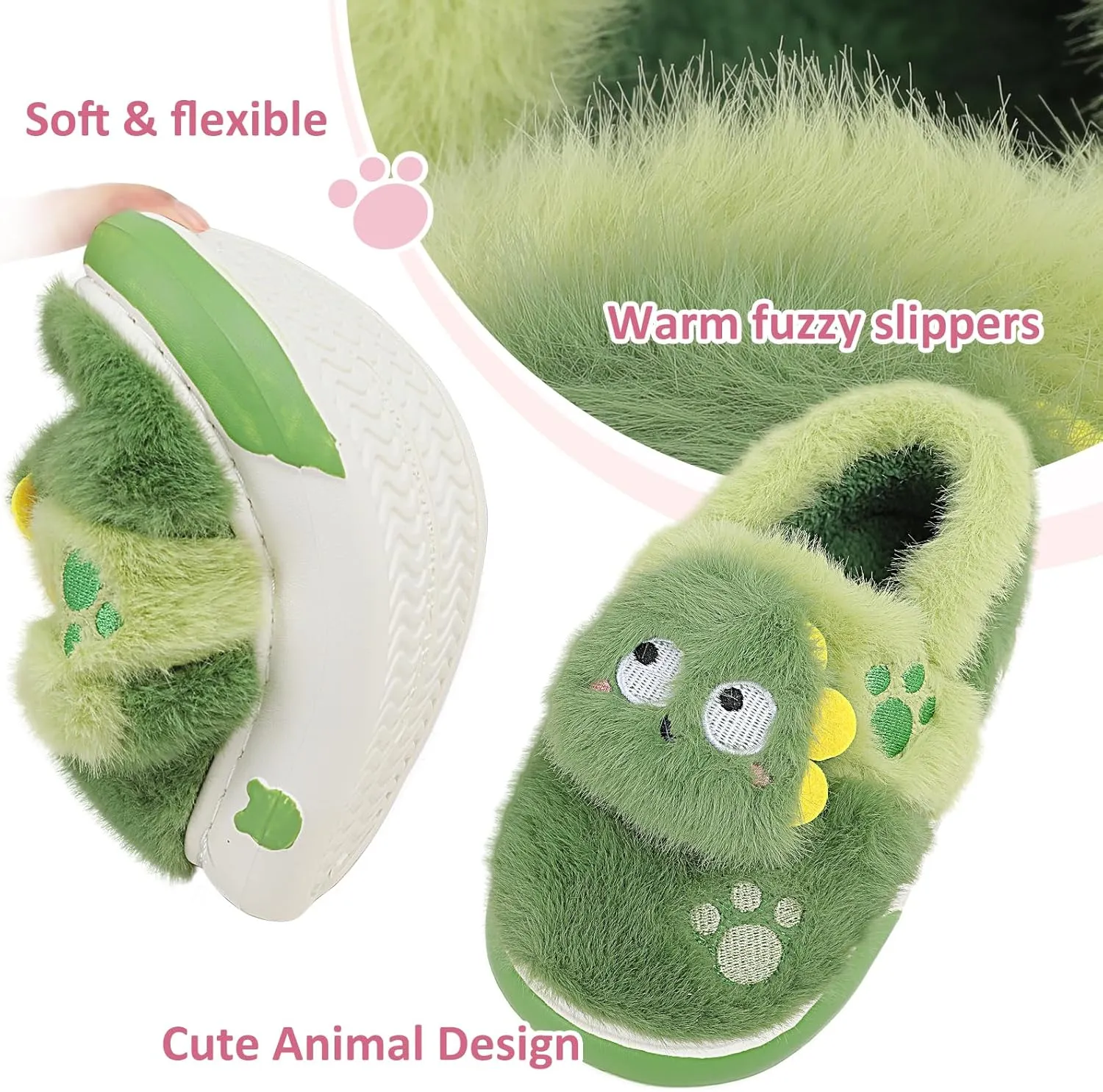 Kids Plush Warm Slippers for Girls Boys Toddlers Winter Fuzzy Indoor House Shoes