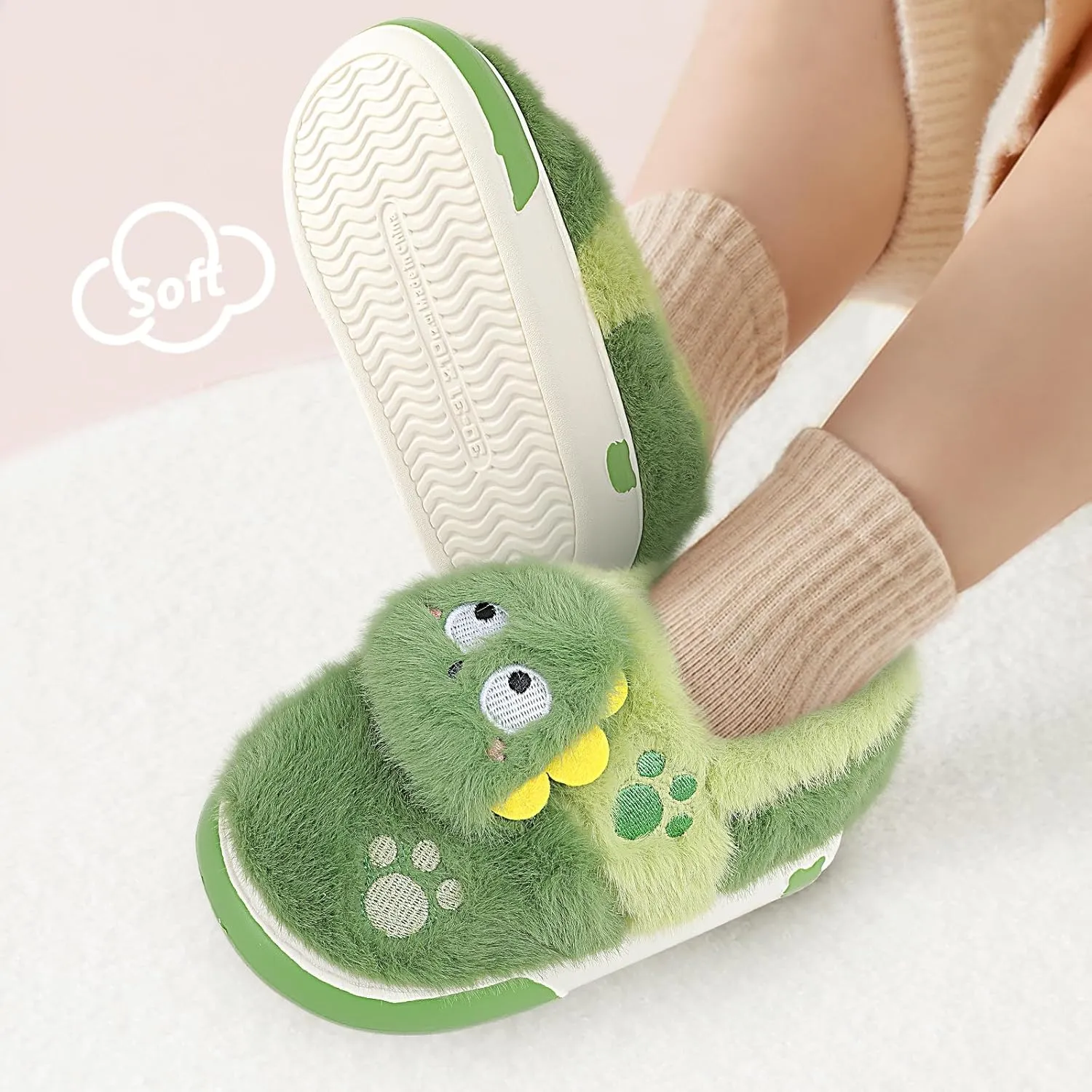 Kids Plush Warm Slippers for Girls Boys Toddlers Winter Fuzzy Indoor House Shoes