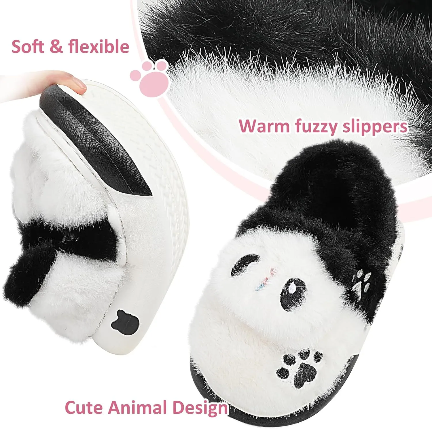 Kids Plush Warm Slippers for Girls Boys Toddlers Winter Fuzzy Indoor House Shoes