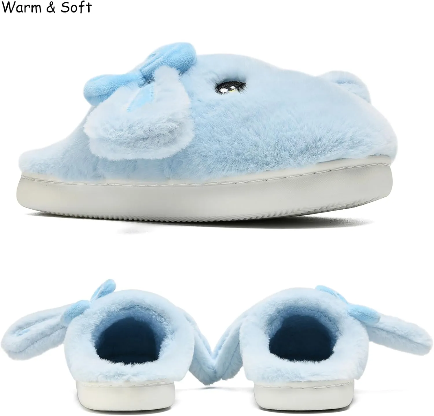 Kids Slippers Boys Girls Bunny Animal Slippers,Cute Bow Plush Funny Cartoon Rabbit Slippers,Comfy Fluffy Fuzzy Pillow Cloud Bedroom House Slippers Little/Big Kids