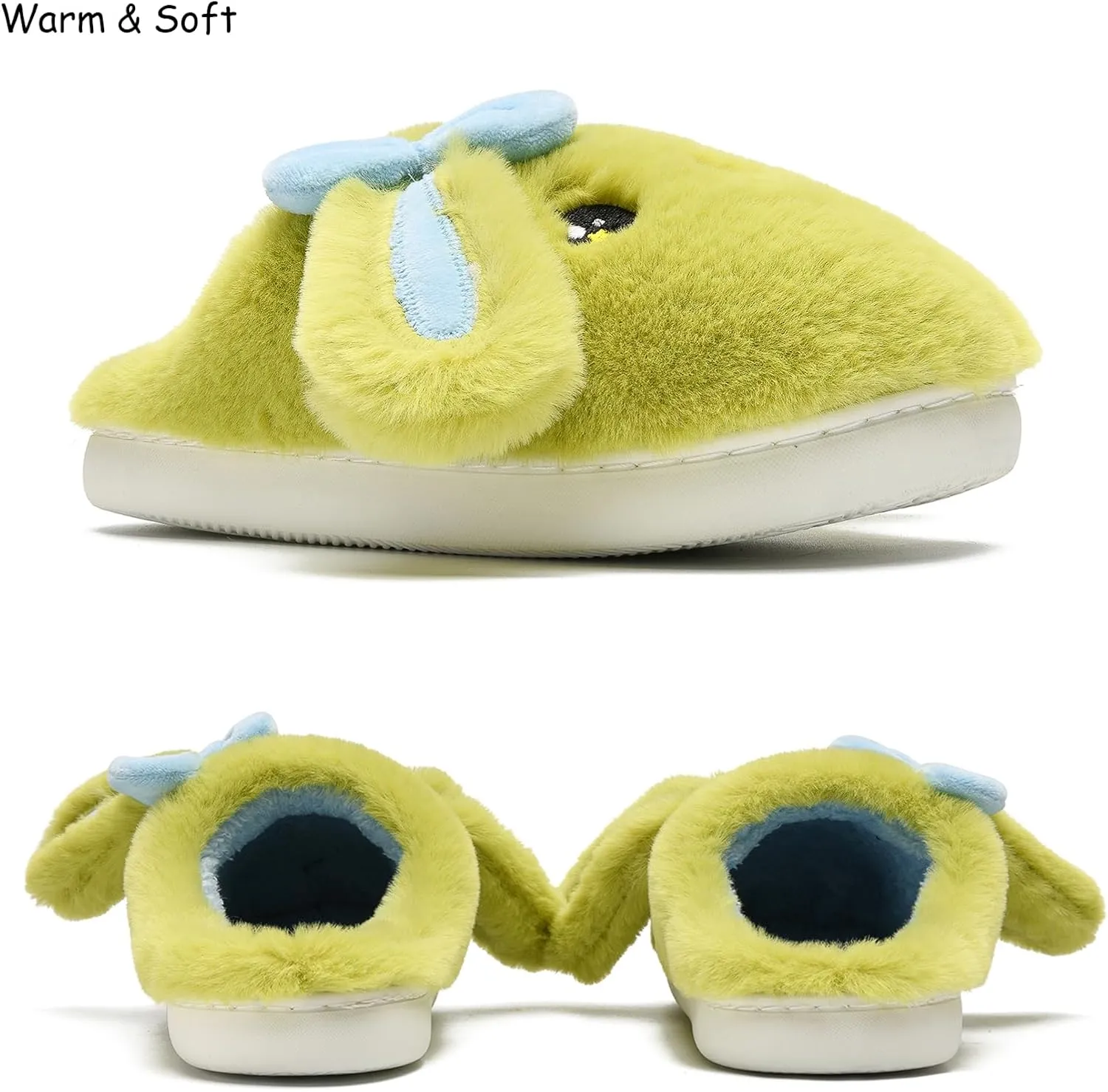 Kids Slippers Boys Girls Bunny Animal Slippers,Cute Bow Plush Funny Cartoon Rabbit Slippers,Comfy Fluffy Fuzzy Pillow Cloud Bedroom House Slippers Little/Big Kids