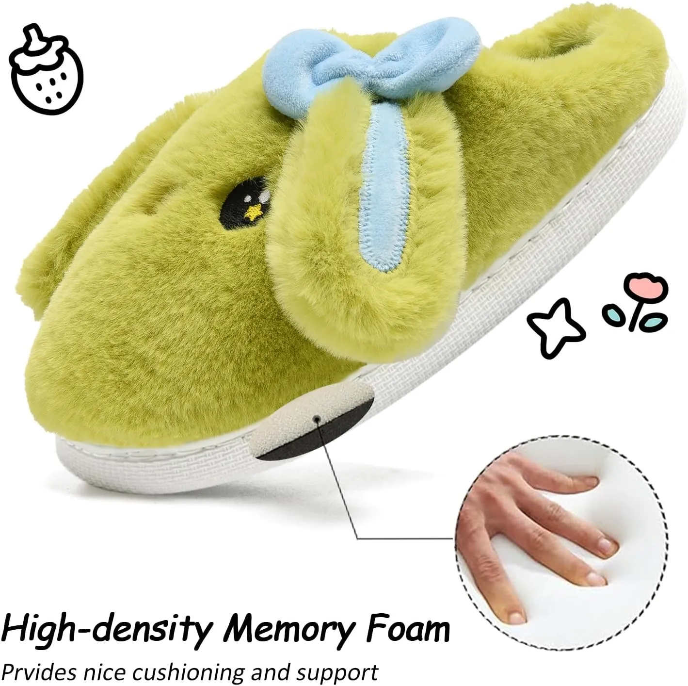 Kids Slippers Boys Girls Bunny Animal Slippers,Cute Bow Plush Funny Cartoon Rabbit Slippers,Comfy Fluffy Fuzzy Pillow Cloud Bedroom House Slippers Little/Big Kids