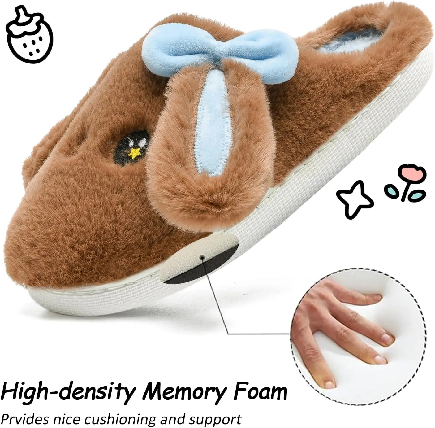 Kids Slippers Boys Girls Bunny Animal Slippers,Cute Bow Plush Funny Cartoon Rabbit Slippers,Comfy Fluffy Fuzzy Pillow Cloud Bedroom House Slippers Little/Big Kids