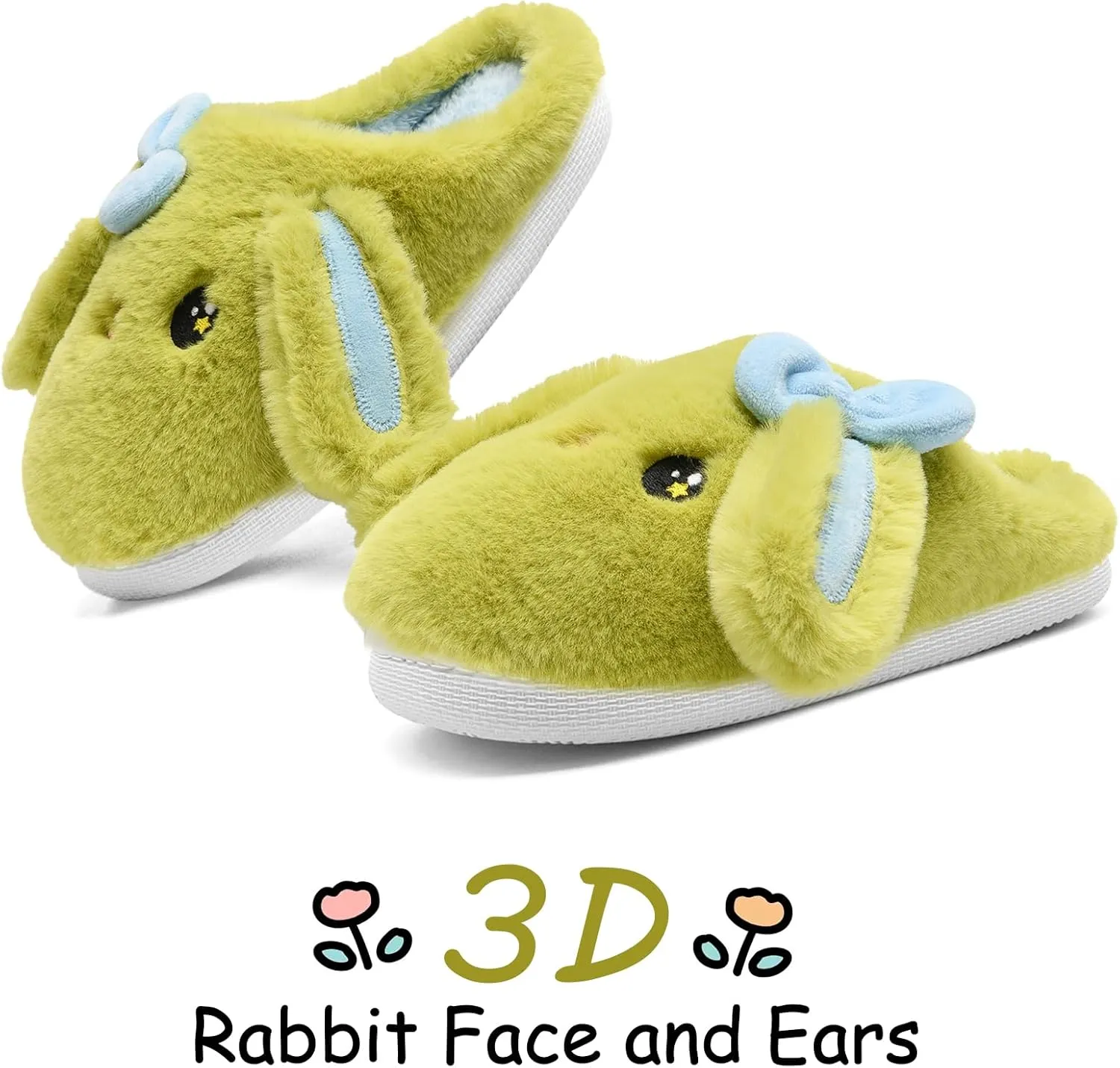 Kids Slippers Boys Girls Bunny Animal Slippers,Cute Bow Plush Funny Cartoon Rabbit Slippers,Comfy Fluffy Fuzzy Pillow Cloud Bedroom House Slippers Little/Big Kids