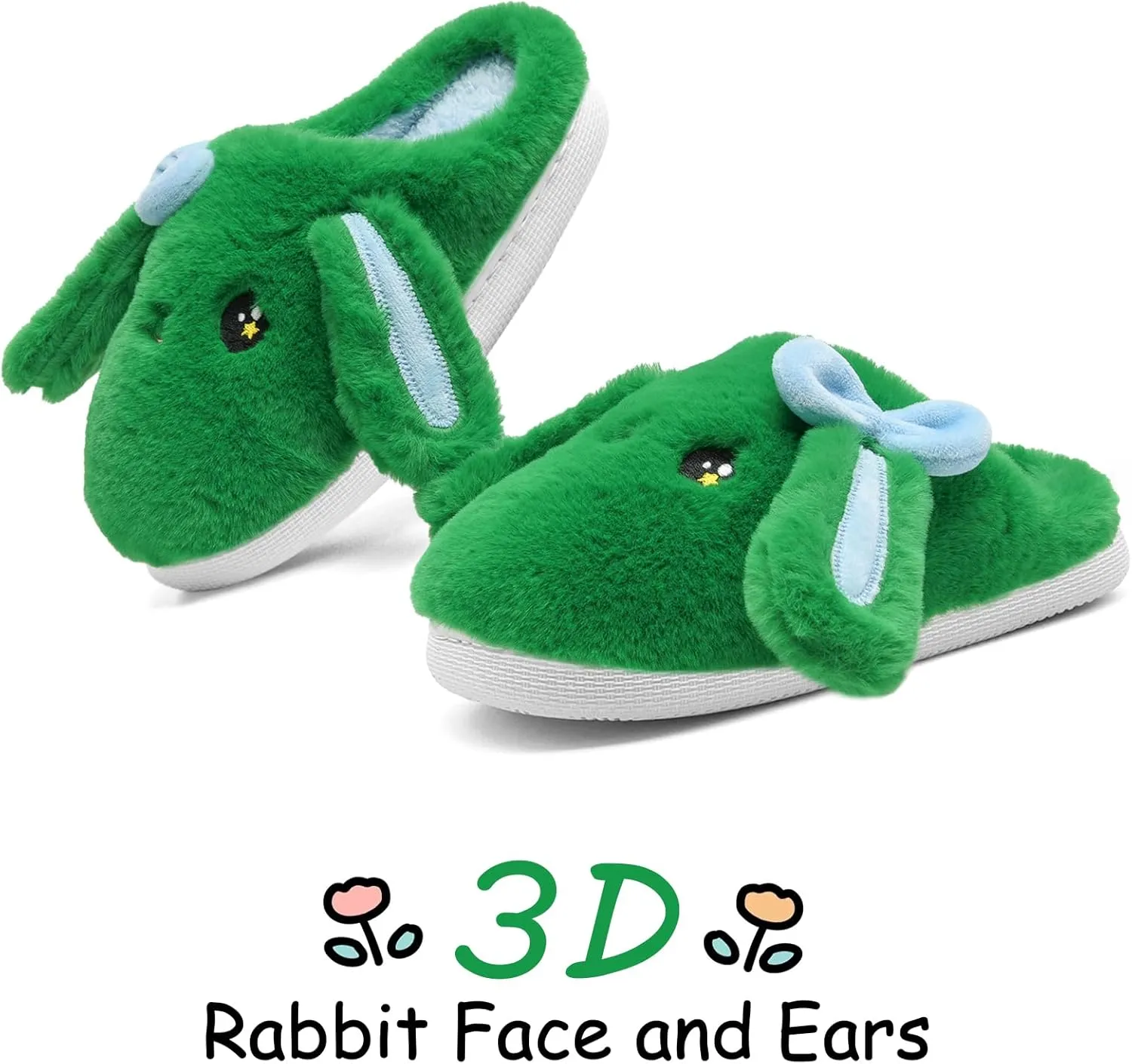 Kids Slippers Boys Girls Bunny Animal Slippers,Cute Bow Plush Funny Cartoon Rabbit Slippers,Comfy Fluffy Fuzzy Pillow Cloud Bedroom House Slippers Little/Big Kids