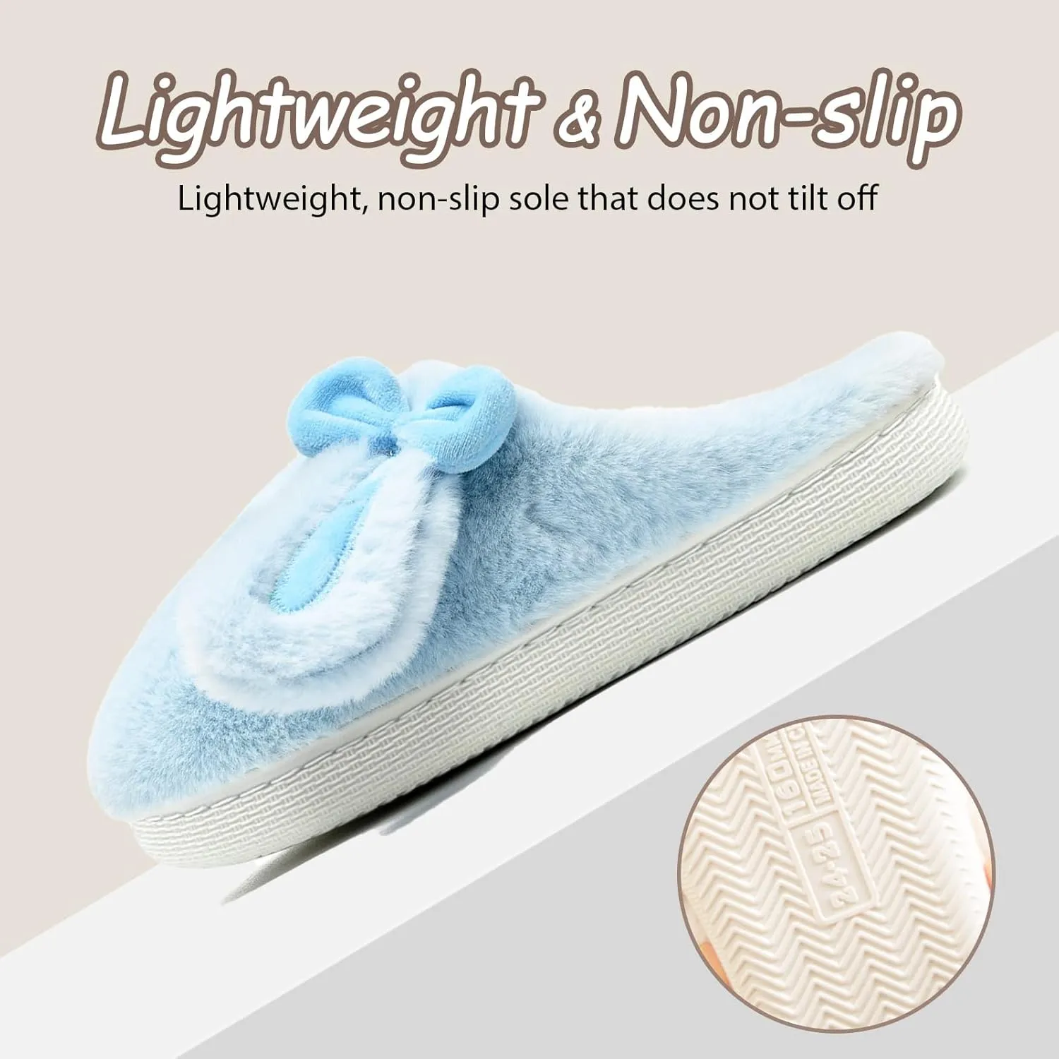 Kids Slippers Boys Girls Bunny Animal Slippers,Cute Bow Plush Funny Cartoon Rabbit Slippers,Comfy Fluffy Fuzzy Pillow Cloud Bedroom House Slippers Little/Big Kids
