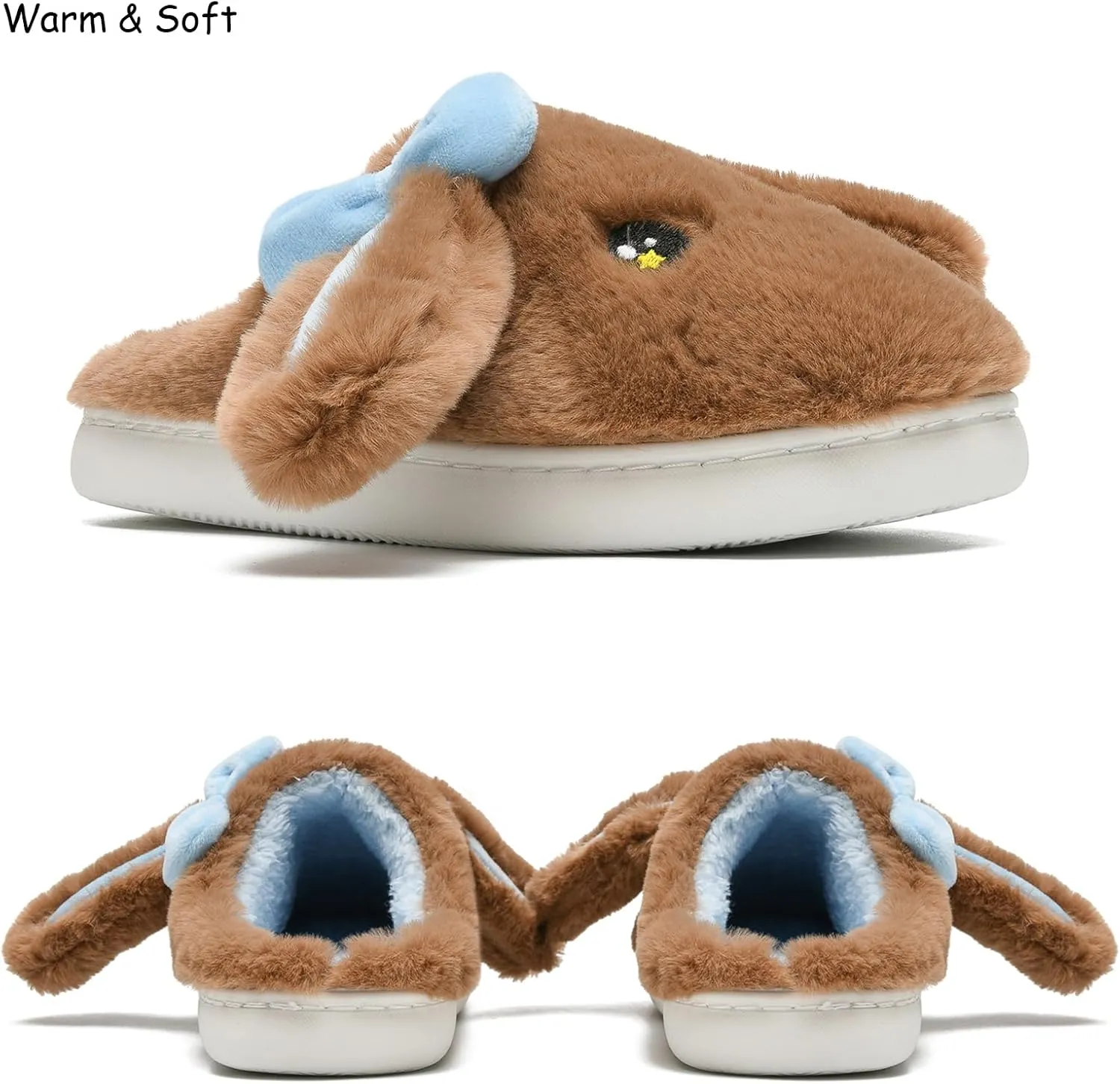 Kids Slippers Boys Girls Bunny Animal Slippers,Cute Bow Plush Funny Cartoon Rabbit Slippers,Comfy Fluffy Fuzzy Pillow Cloud Bedroom House Slippers Little/Big Kids