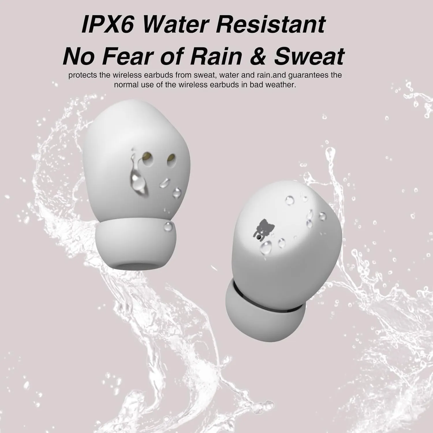 Kids Wireless Earbuds, Bluetooth 5.3 In Ear Kids Bluetooth Headphones, Safe Volume Limited, Stereo Sound with Mic, IPX6 Waterproof, 30H Playtime, Perfect for School and Outdoor Activities-White Bear