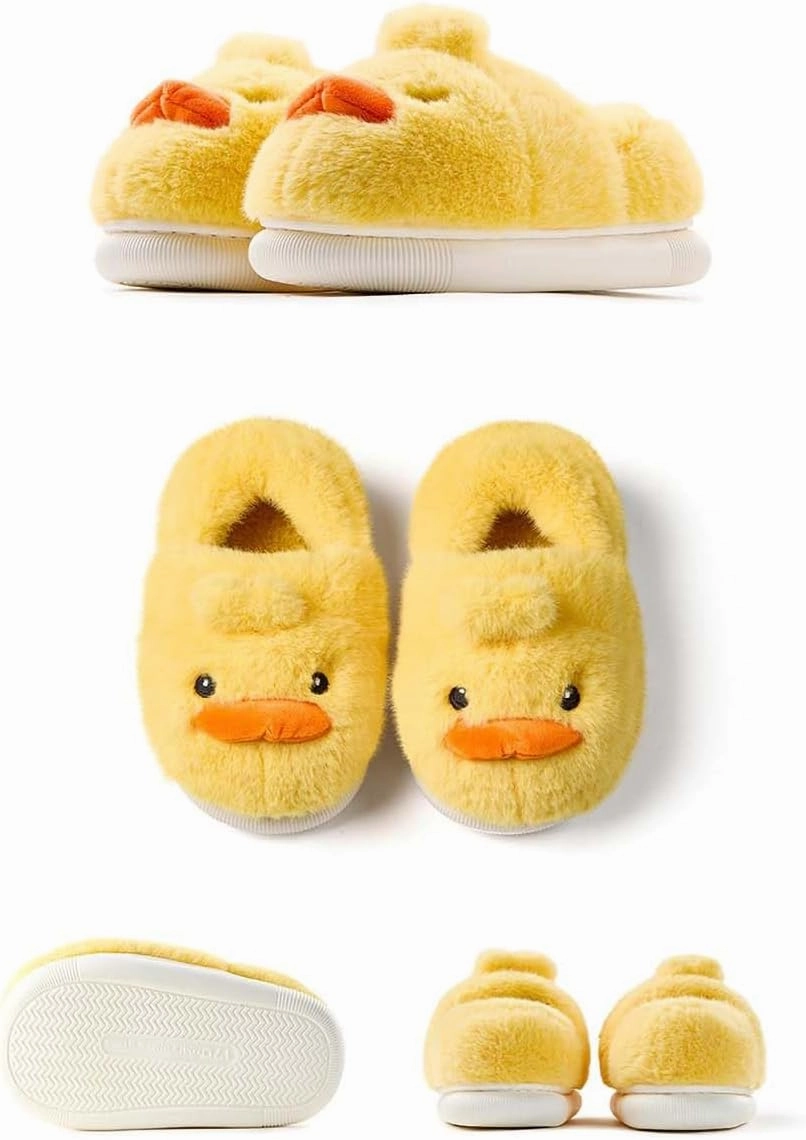Kids Cute Plush Duck Slippers Indoor House Slippers Warm Winter Shoes