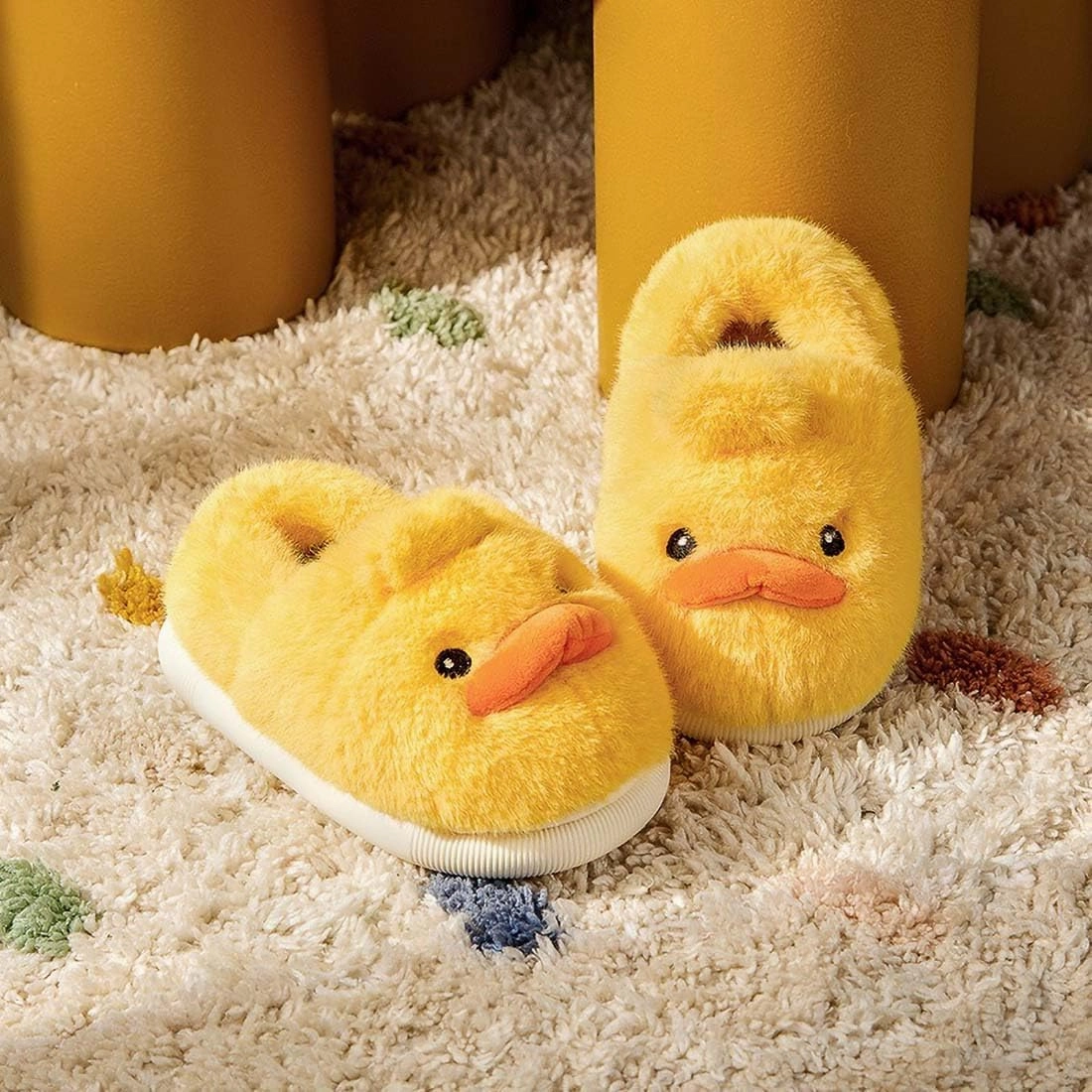 Kids Cute Plush Duck Slippers Indoor House Slippers Warm Winter Shoes