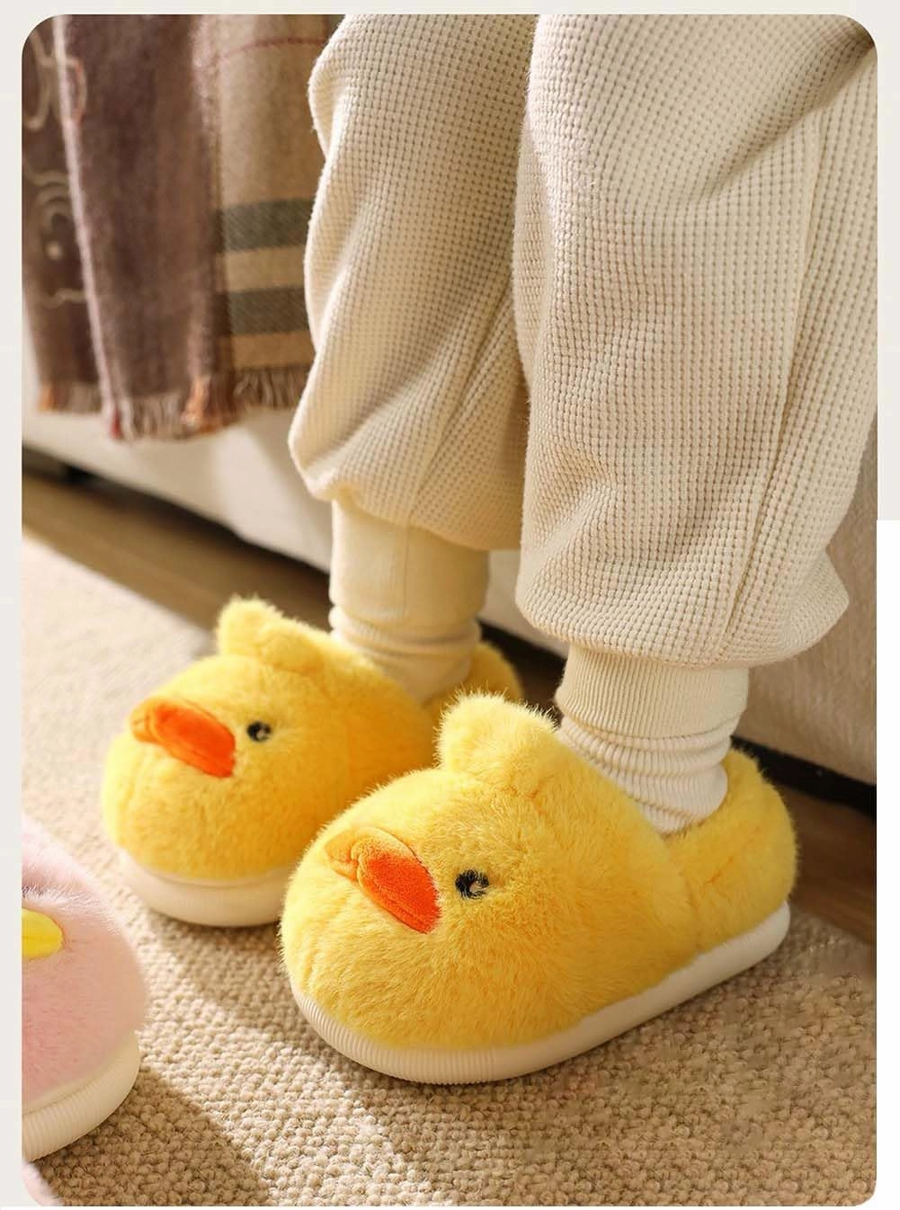 Kids Cute Plush Duck Slippers Indoor House Slippers Warm Winter Shoes