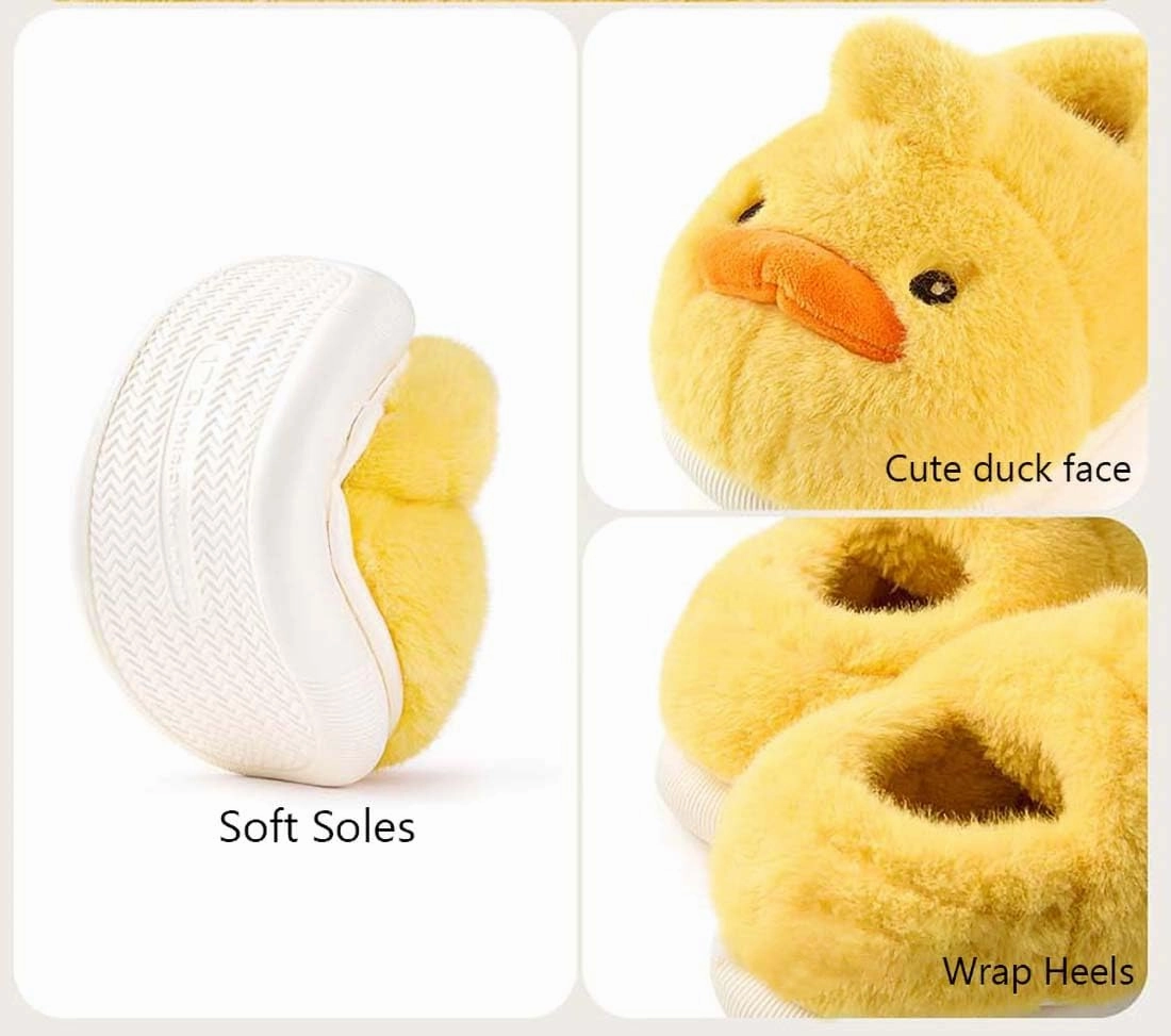 Kids Cute Plush Duck Slippers Indoor House Slippers Warm Winter Shoes