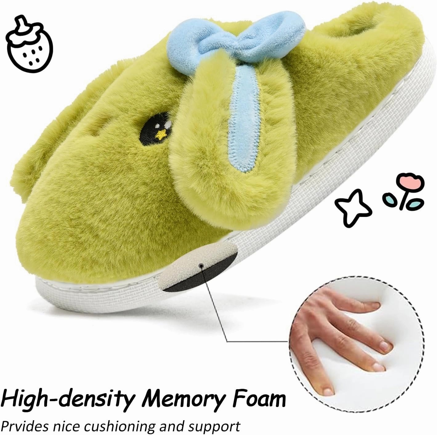 Kids Slippers Boys Girls Bunny Animal Slippers,Cute Bow Plush Funny Cartoon Rabbit Slippers,Comfy Fluffy Fuzzy Pillow Cloud Bedroom House Slippers Little/Big Kids