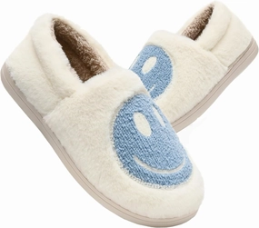 Kids Smile Face Slippers for Boys Girls, Cute Plush Fuzzy Toddler Infant Happy Face Slippers, Indoor Outdoor Non-slip Robber Sole with Memory Foam Warm Pillow House Shoes