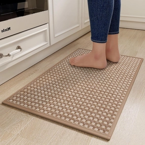 Kitchen Mats for Floor, Super Absorbent Kitchen Rugs Non Slip Washable, Rubber Backing Soft Chenille Braided Kitchen Runner Rug, Standing Mat Kitchen Sink Mat, Easy to Clean, Brown 17"x28"