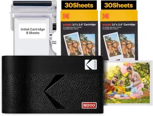 KODAK Mini 2 ERA 4PASS Portable Photo Printer, 2.1x3.4 inches, 68 Sheets Bundle, Black