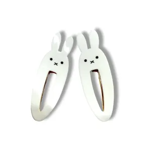 KOZUKI Cute Bunny Hair Clip, Pack of 2, Japanese Anime Style, Large, White, Female