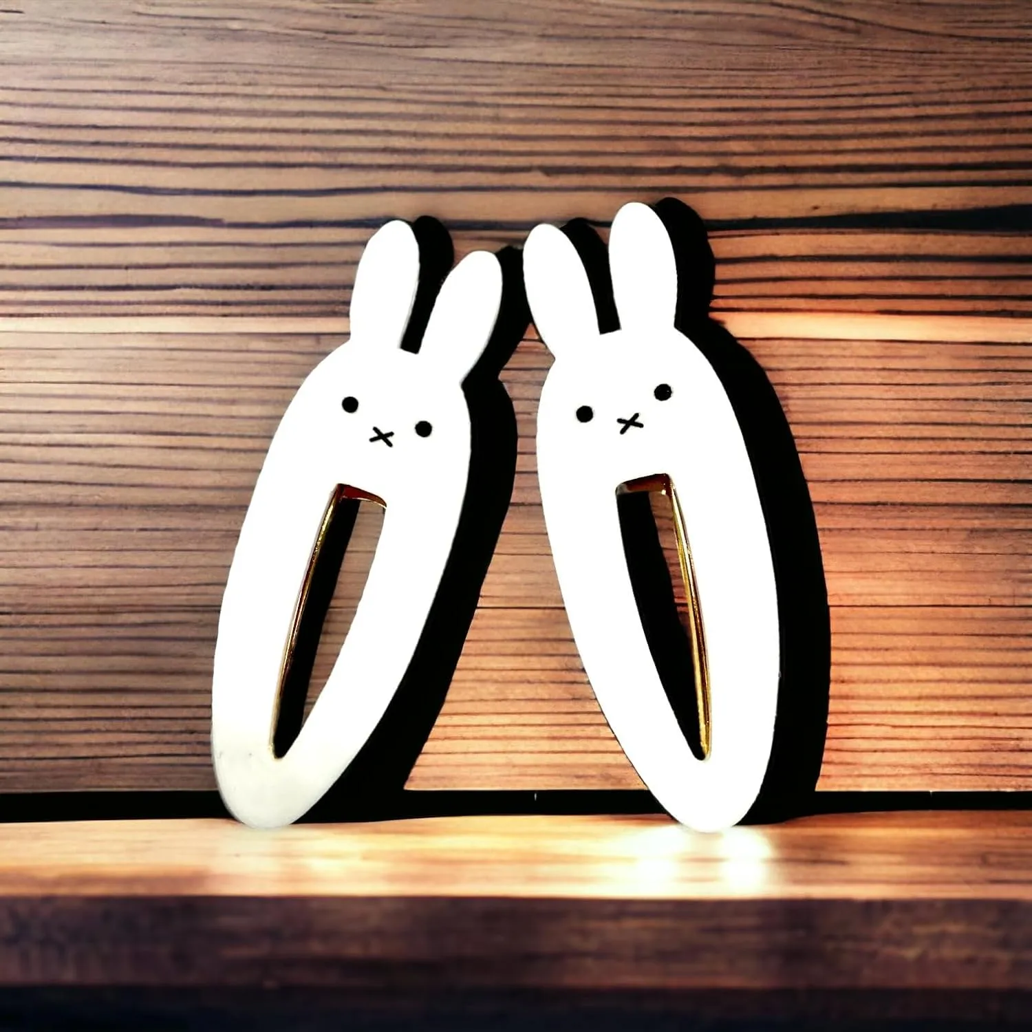 KOZUKI Cute Bunny Hair Clip, Pack of 2, Japanese Anime Style, Large, White, Female