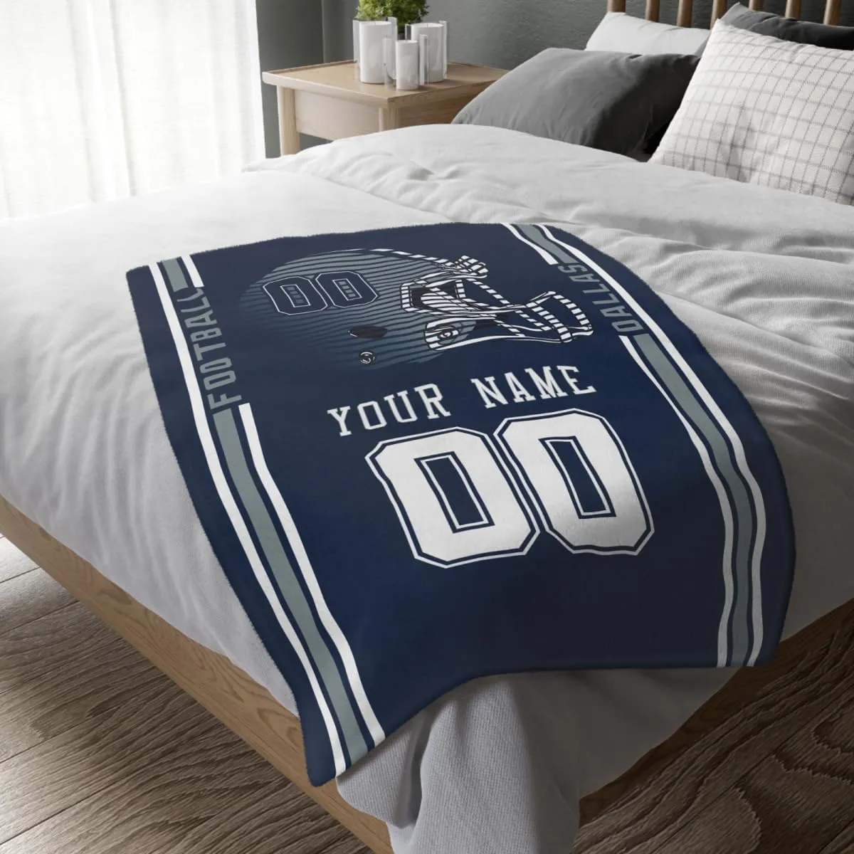 KREDE Dallas Baby Blanket for Baby Boy Girl Custom Name and Number Throw Blanket Gifts