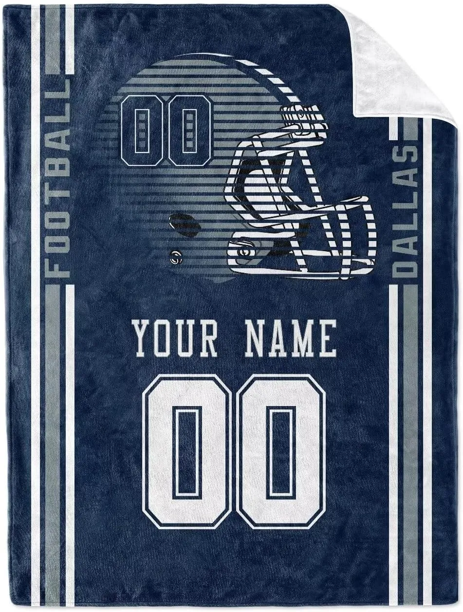 KREDE Dallas Baby Blanket for Baby Boy Girl Custom Name and Number Throw Blanket Gifts