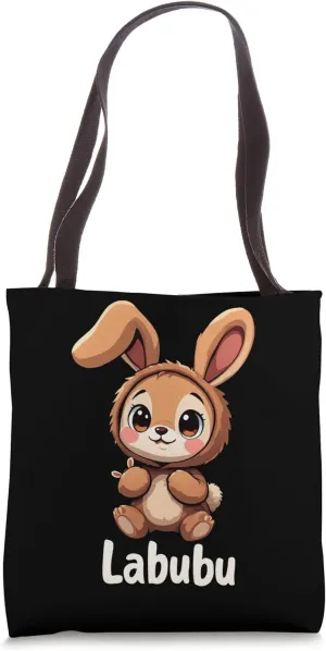 Labubu Cute Brown Bunny Monster Tote Bag