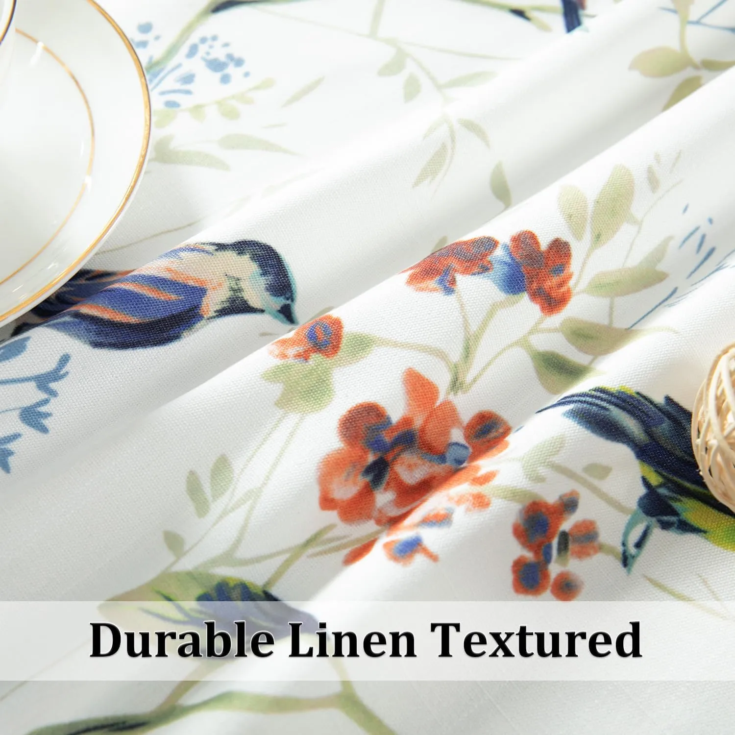 Leeva Country Kitchen Bird Curtains, Linen Textured Blue Curtain for Windows, Light Filtering Small Window Valance for Bedroom Living Room, 60 x14, 1 Piece, Rod Pocket