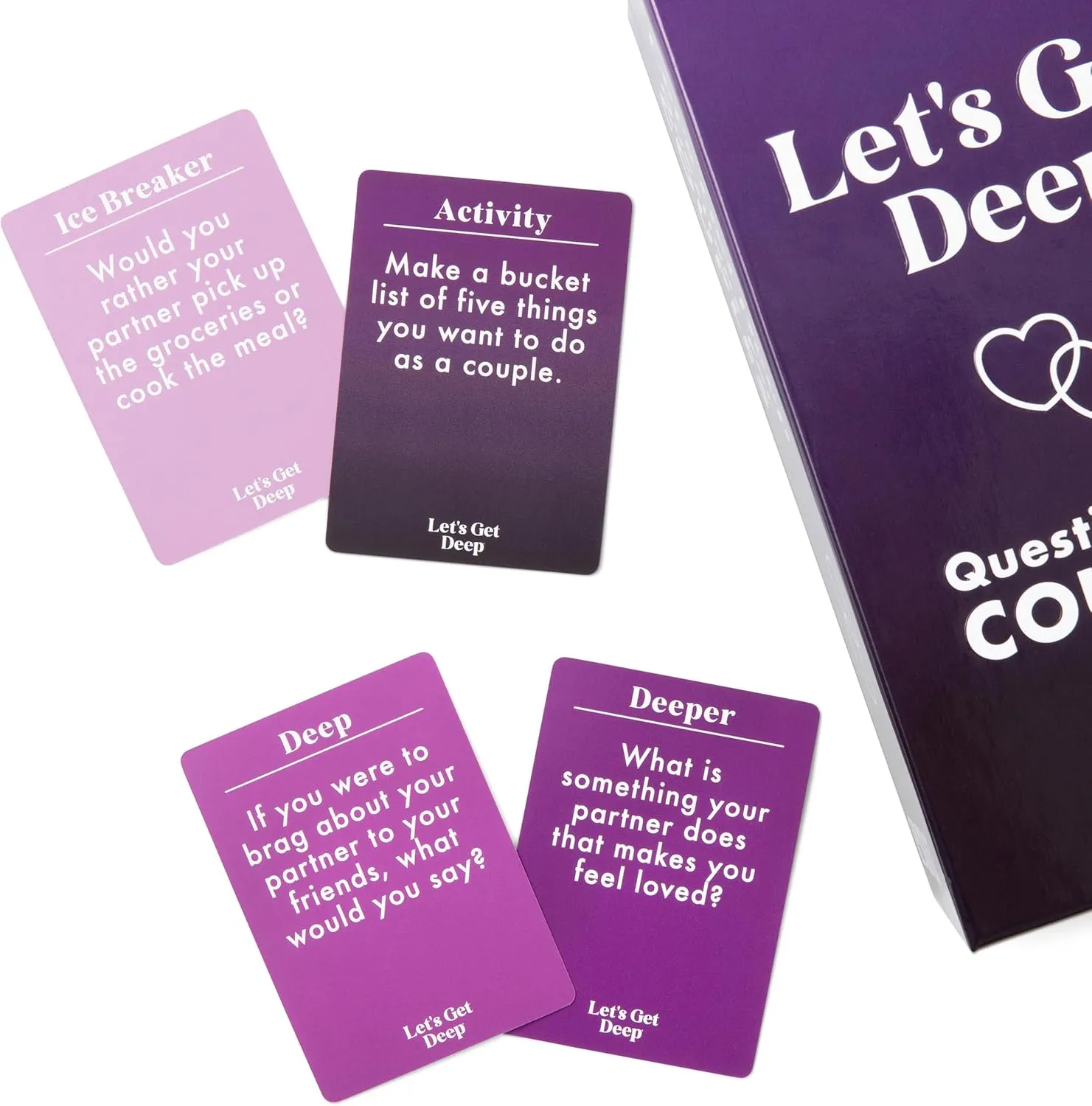 Let's Get Deep by Relatable, A Question Card Game for Couples, Great for Date Night Ideas, Couples Gifts, Wedding Gifts, and Long Distance Relationship Gifts, Includes 300 Cards to Build Up Intimacy
