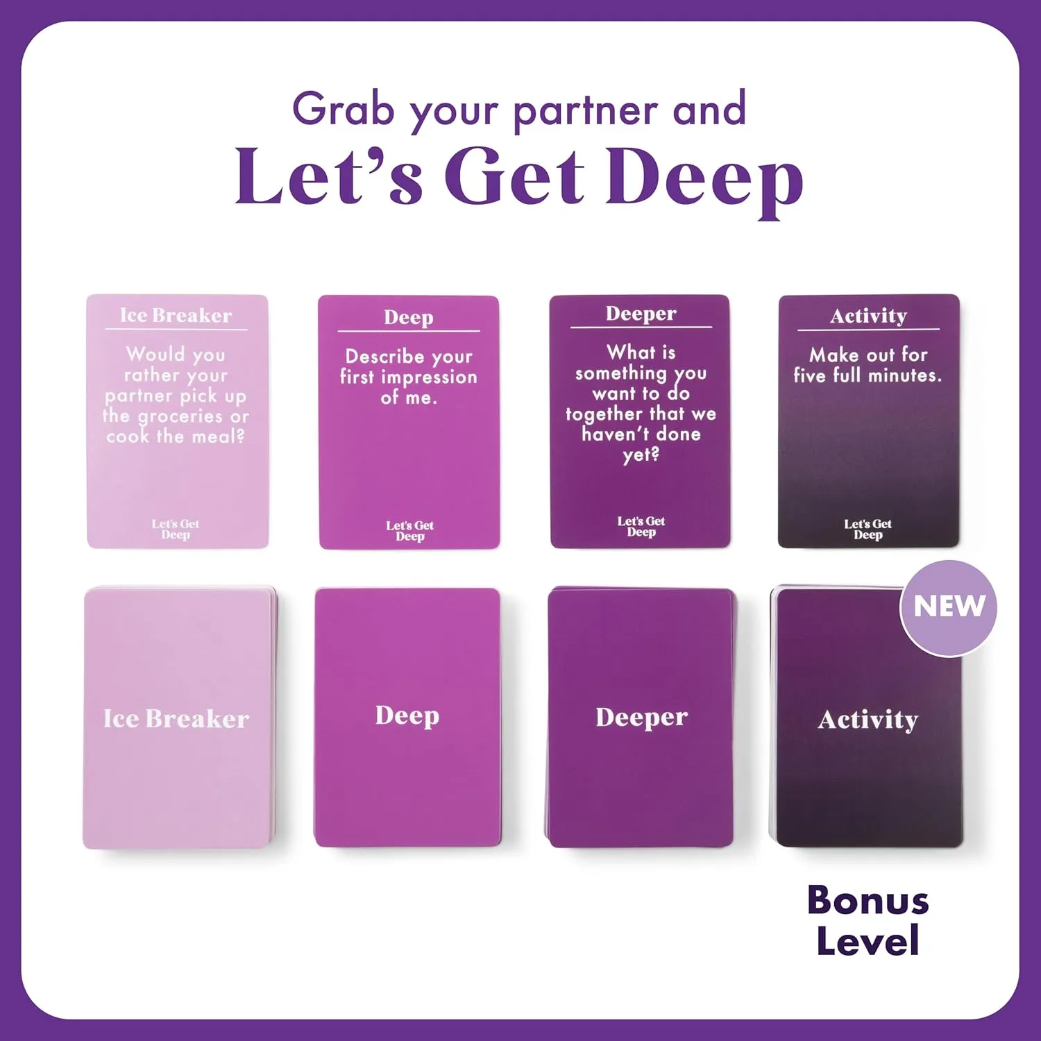 Let's Get Deep by Relatable, A Question Card Game for Couples, Great for Date Night Ideas, Couples Gifts, Wedding Gifts, and Long Distance Relationship Gifts, Includes 300 Cards to Build Up Intimacy