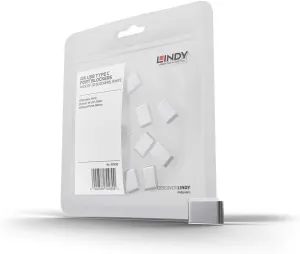 LINDY USB Type C Port Blockers Without Key, White - Pack of 10