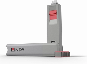 LINDY USB Type C Port Blocker Key, Pink - Pack of 4