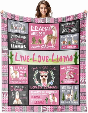 Llama Gifts for Women, Llama Gifts Blanket 60" 50", Gift for Llamas Lovers Woman Girls Birthday, Llamas Themed Decoration Throw Blankets for Christmas Mothers Day