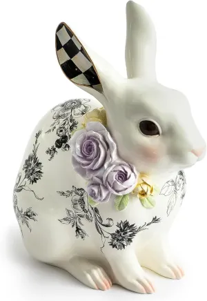 MACKENZIE-CHILDS Butterfly Toile Bunny Figurine, Resin Rabbit Statue for Spring, Short