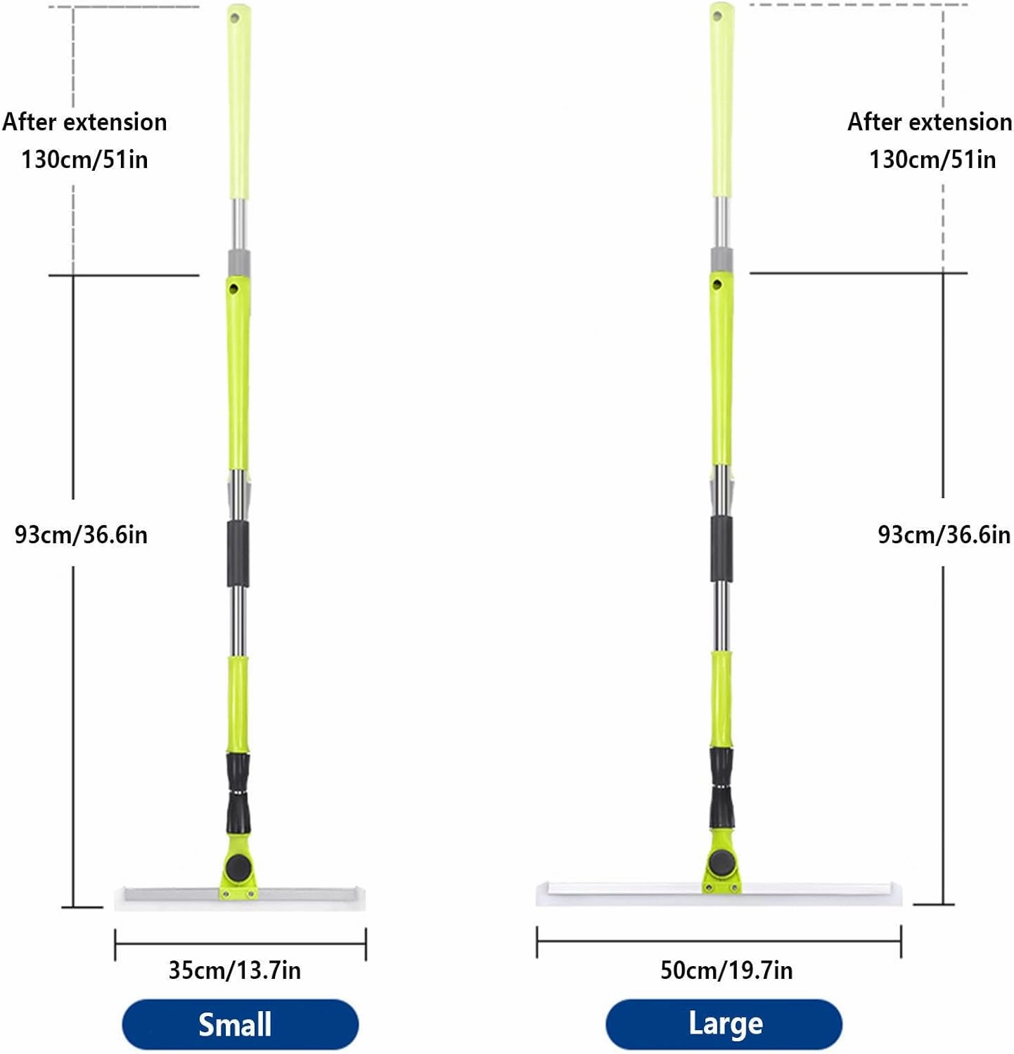 Magic Broom Squeegee, with 51 Long Handle Silicon Broom, Squeegee Mop for Floor for Concrete Floor,Bathroom Tile,Large:50×130cm
