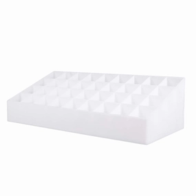 Makeup Organizer Box Lipstick Holder 36 Space Lipstick Organizer Case Display Rack Storage Box Lip Gloss Stand Cosmetic Makeup Organizer Lipstick (White) Desktop Stand