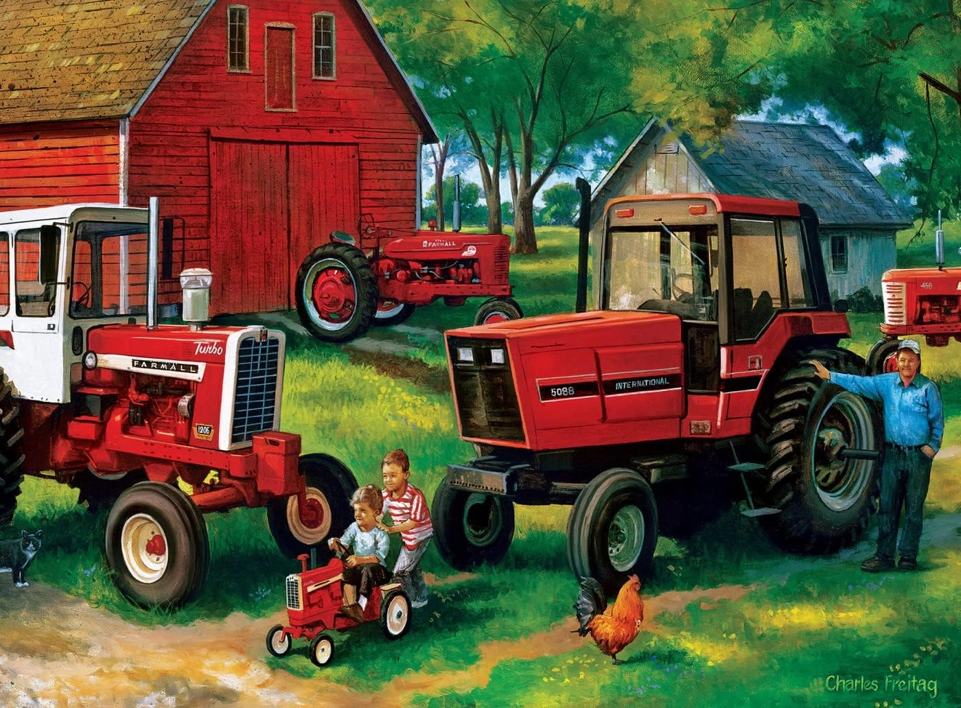 MasterPieces 2000 Piece Jigsaw Puzzle for Adult, Family, Or Youth - Farmall 4-Pack 14" X 19" - Family Owned American Puzzle Company