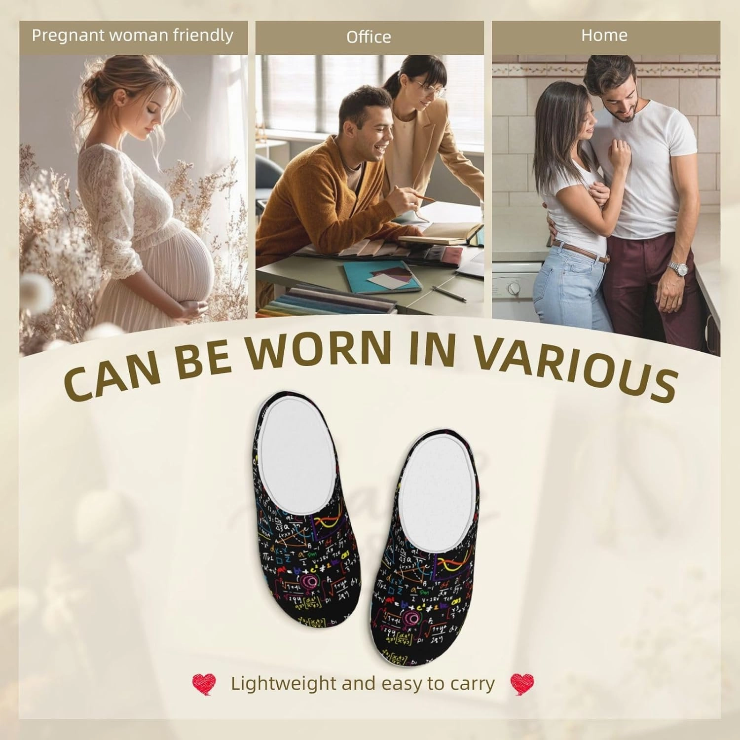 Math Formula print Women's Soft Slippers House Shoes Comfortable Home Slippers Home Bedroom Shoes for Adults