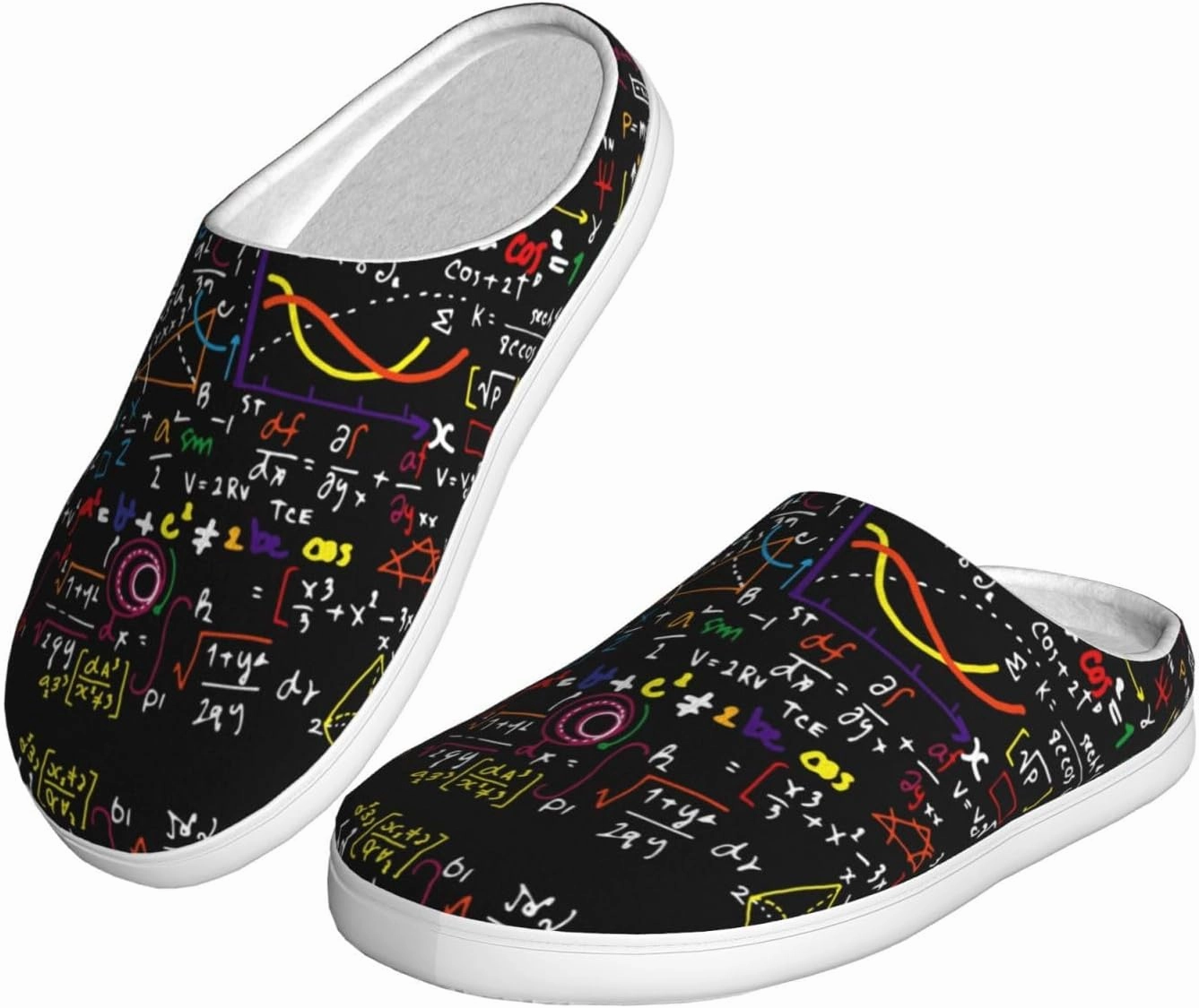 Math Formula print Women's Soft Slippers House Shoes Comfortable Home Slippers Home Bedroom Shoes for Adults
