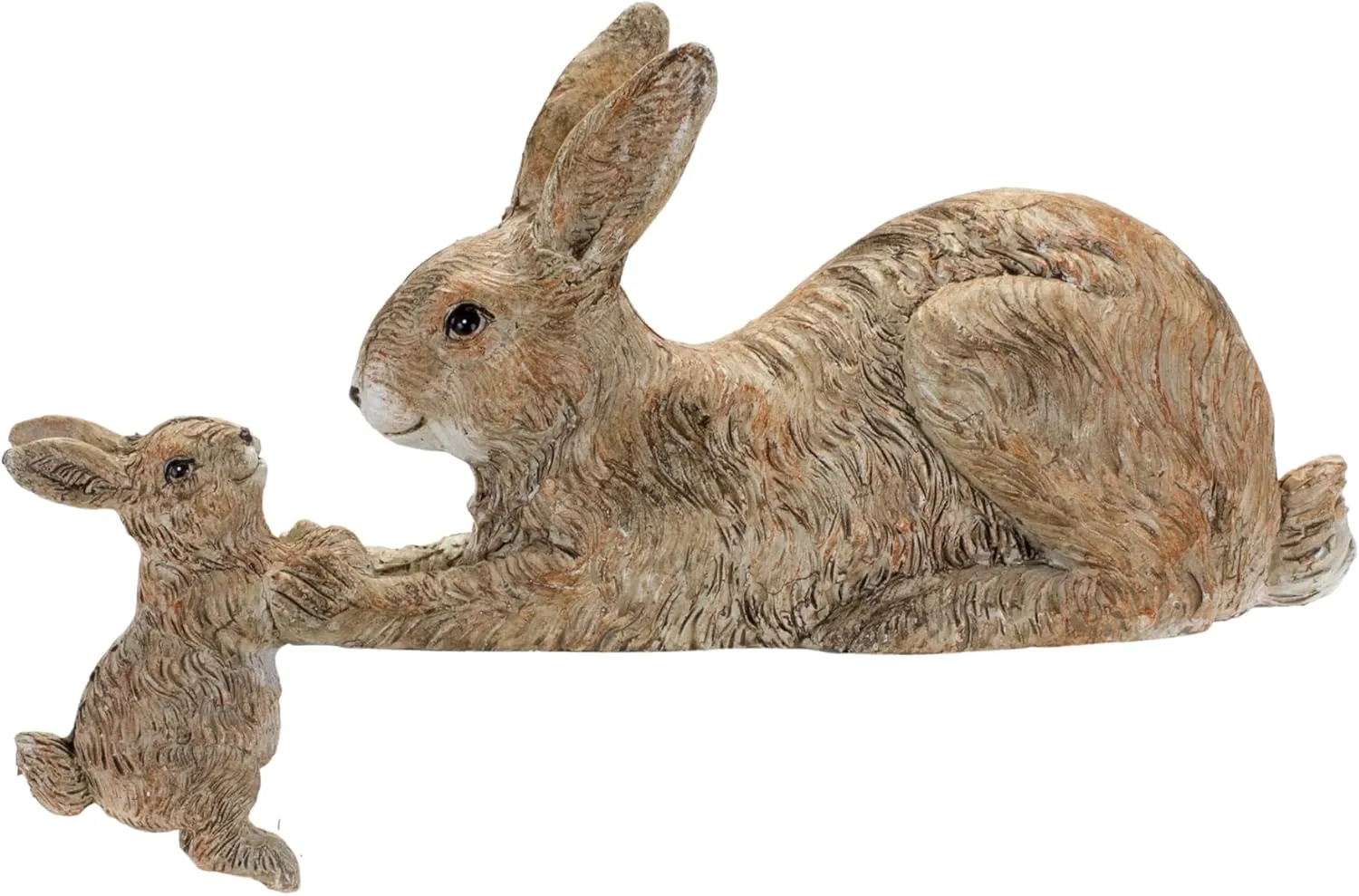 Melrose Brown Rabbit with Bunny, 8.75-inch Length, Resin, Decorative Garden Statue, Home Decor Cute Rabbit