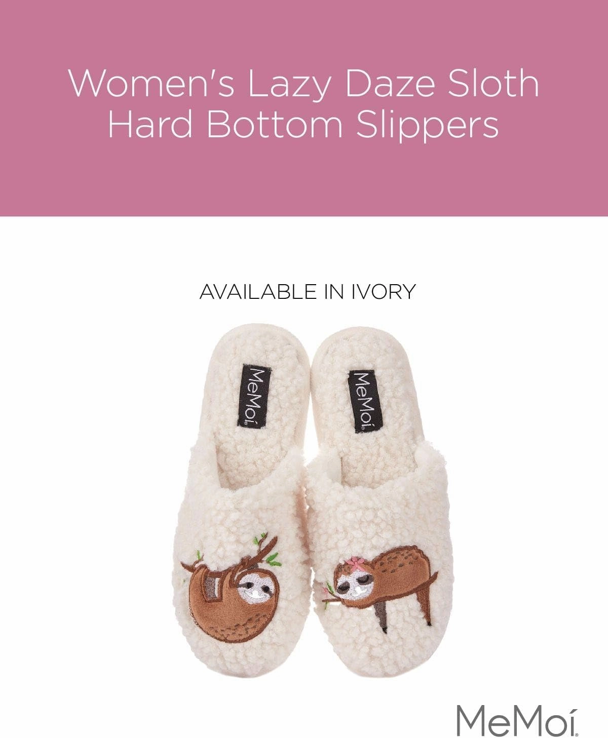 MeMoi Women's Lazy Daze Sloth Hard Bottom Slippers