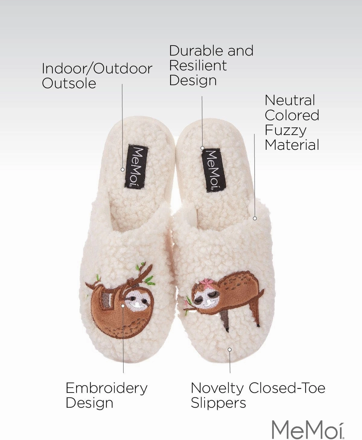 MeMoi Women's Lazy Daze Sloth Hard Bottom Slippers