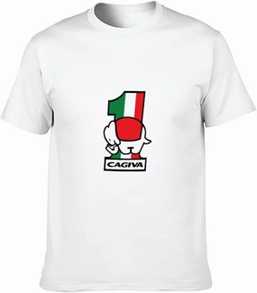 Men's Casual Shirt Cagiva Elephant Number 1l Motorcycle Short Sleeves White