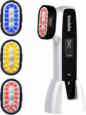 Microcurrent Facial Device, Vowleike 10 Key Benefits Skincare Face Massager with Stand, Rechargeable 6 in 1 Vibrating Facical Tool for Neck, Face and Body for Women, Ivory White
