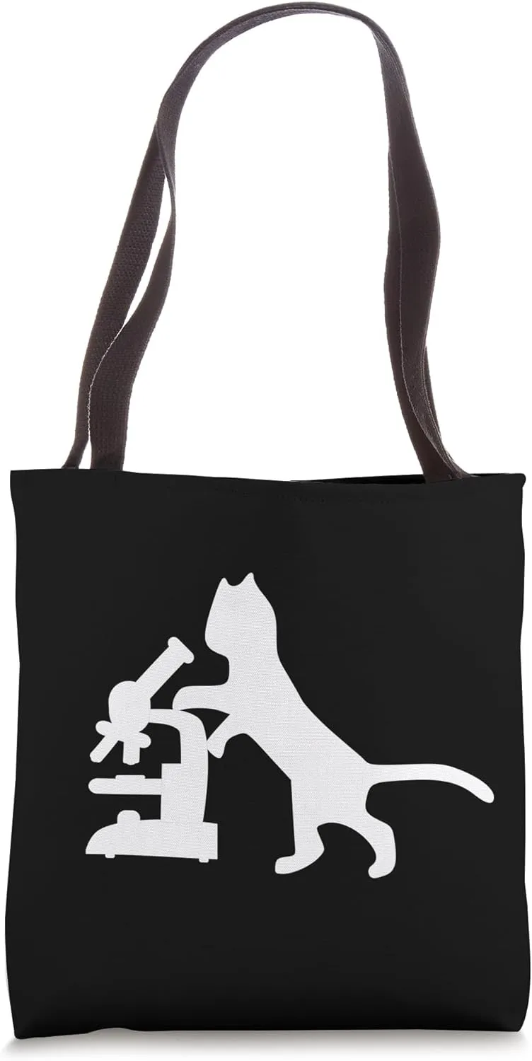 Microscope Cat - Microscope Kitten, Biology Cat, Histology Tote Bag