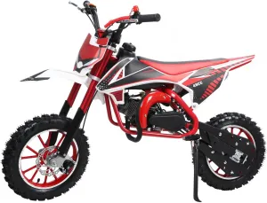 Mini Dirt Bike for Kids, 49cc 2-Stroke Gas Power Motocross with Off-Road Tires and Shock Absorption Springs, Motorcycle with Front and Rear Disc Brakes, for Youth and Children Red