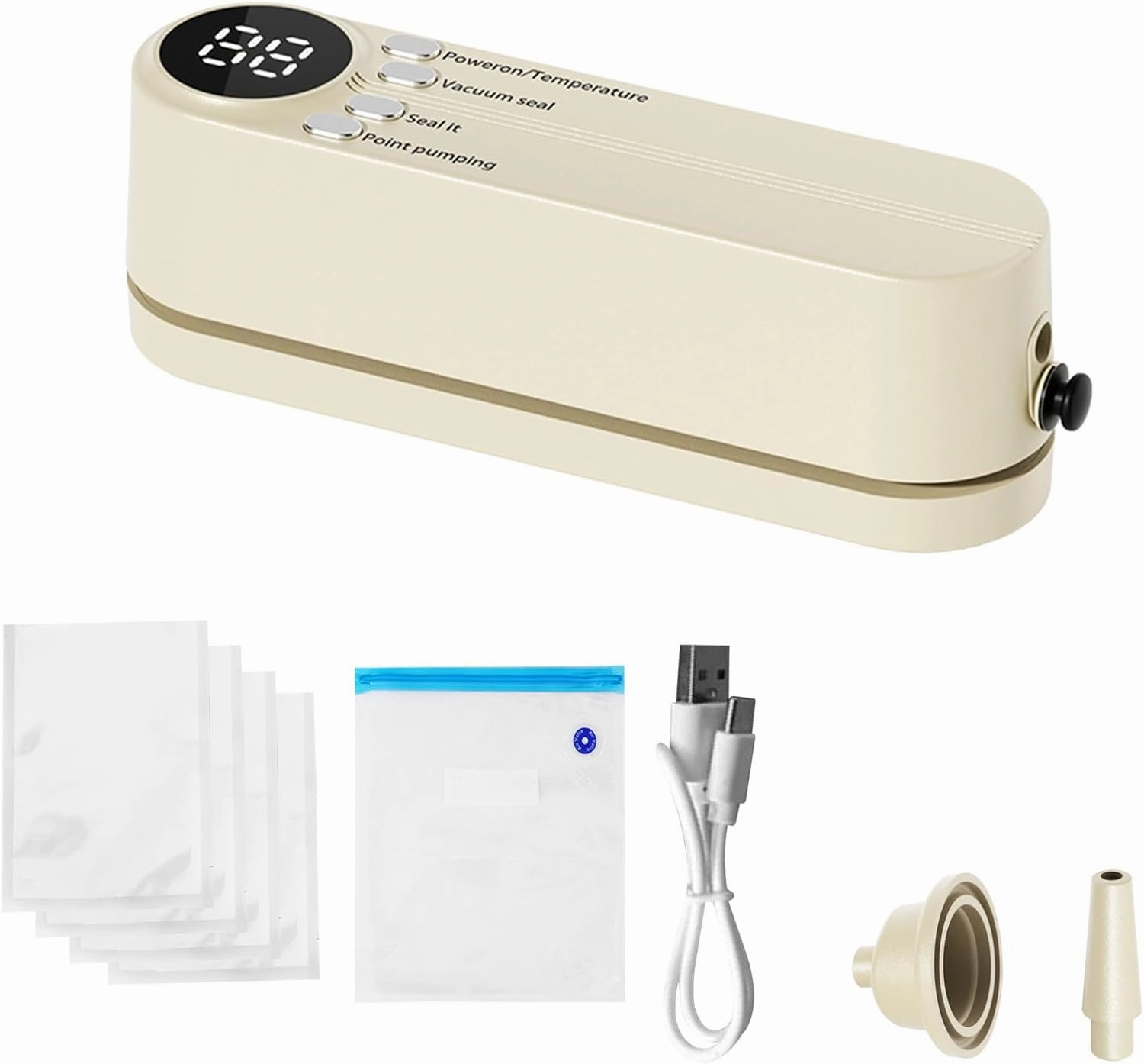 Mini Bag Sealer, Cordless Handheld Heat Vacuum Sealer with 3 Sealing Gears for Candies Snacks Food Storage