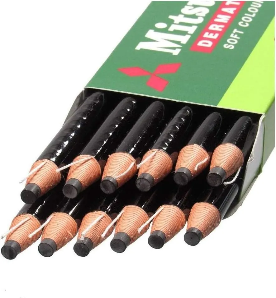 Mitsubishi Dermatograph 12 Black Pencils/box