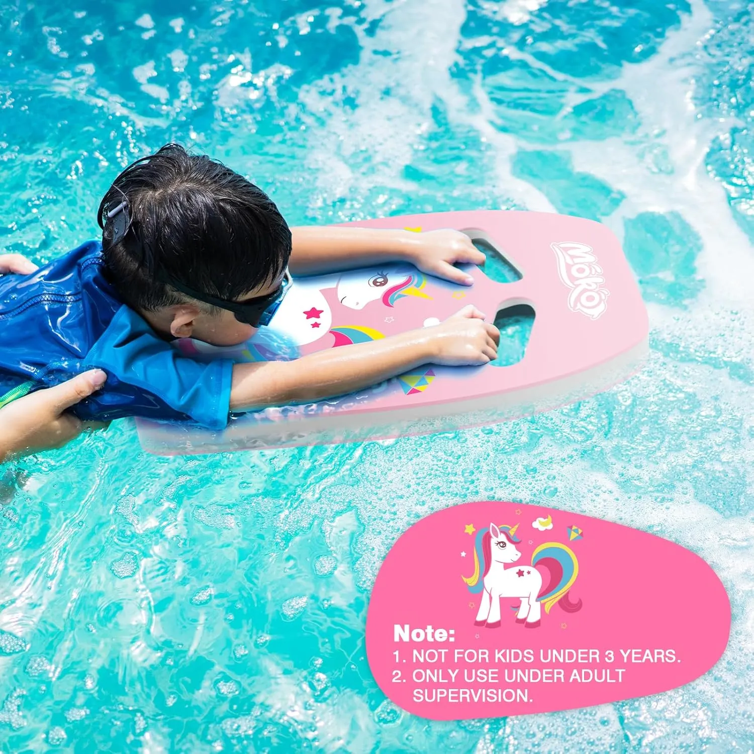 MoKo Swim Kickboard, Cartoon Swimming Training Kick Board Pool Exercise Equipment Promote Natural Swimming Position Water Fun Tool for Kids