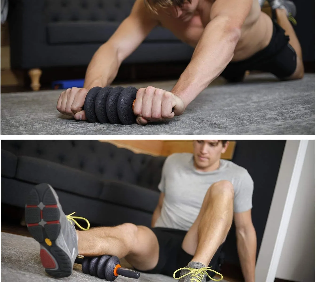 Morph Massage Stick: Full-Body Muscle Roller with 4 Bonus Deep-Tissue Massage Rings; 13” Travel Size; Configure as Ab Roller, Foam Roller, Massager for Neck, Back, Hand, Foot, Leg, Calf, & Arm